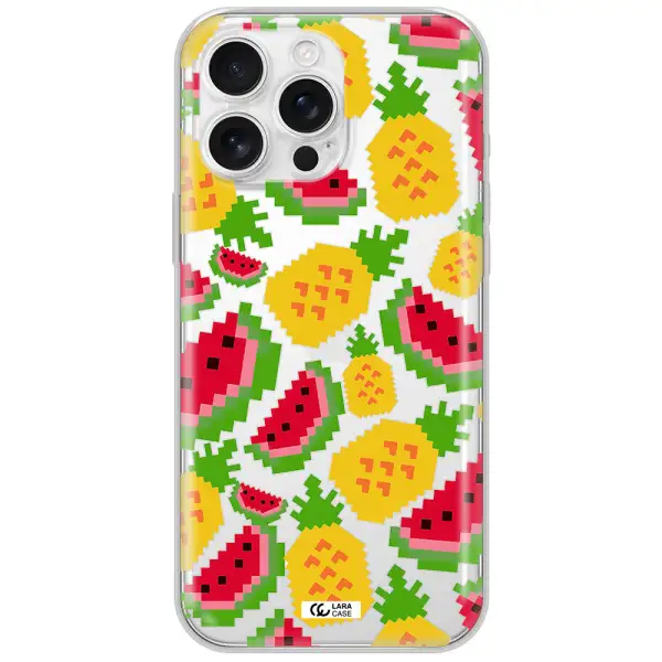 A Pattern Of Watermelon And Pineapples Apple Iphone 16 Pro Max Clear Tpu Case