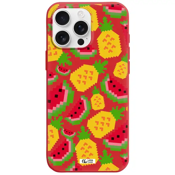 A Pattern Of Watermelon And Pineapples Apple Iphone 16 Pro Max Silicone Stone Case