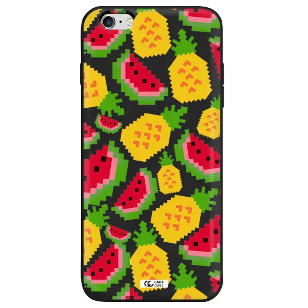 a pattern of watermelon and pineapples Apple iPhone 6 plus Silicone black Case