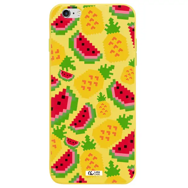 a pattern of watermelon and pineapples Apple iPhone 6 plus Silicone canary yellow Case