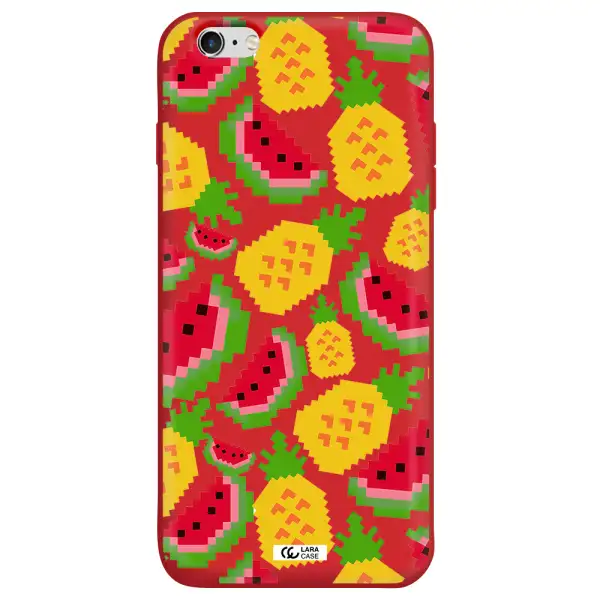 a pattern of watermelon and pineapples Apple iPhone 6 plus Silicone Imperial Red Case