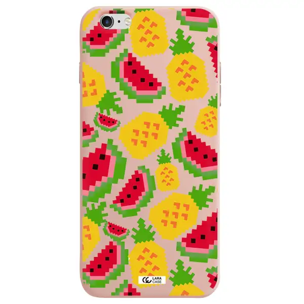a pattern of watermelon and pineapples Apple iPhone 6 plus Silicone pastel pink Case