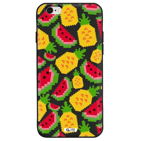 a pattern of watermelon and pineapples Apple iPhone 6 Silicone black Case