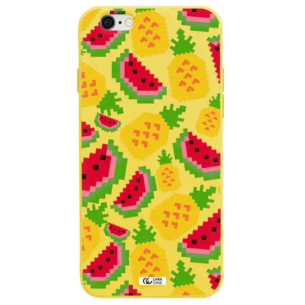 a pattern of watermelon and pineapples Apple iPhone 6 Silicone canary yellow Case
