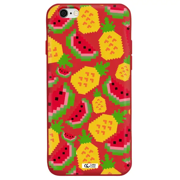 a pattern of watermelon and pineapples Apple iPhone 6 Silicone Imperial Red Case