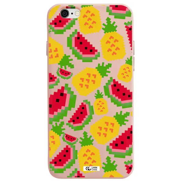 a pattern of watermelon and pineapples Apple iPhone 6 Silicone pastel pink Case