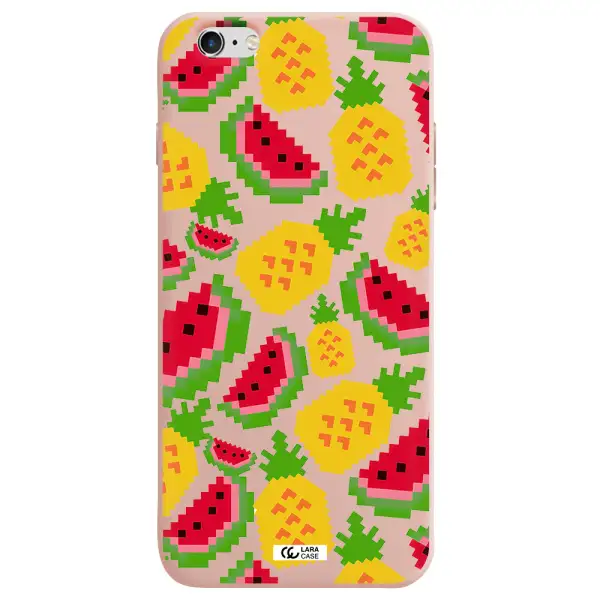 a pattern of watermelon and pineapples Apple iPhone 6S Silicone pastel pink Case