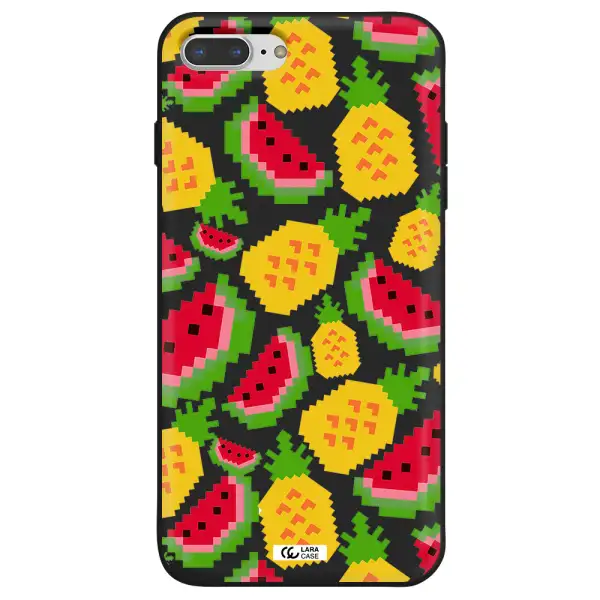 a pattern of watermelon and pineapples Apple iPhone 7 plus Silicone black Case
