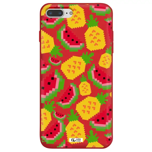a pattern of watermelon and pineapples Apple iPhone 7 plus Silicone Imperial Red Case