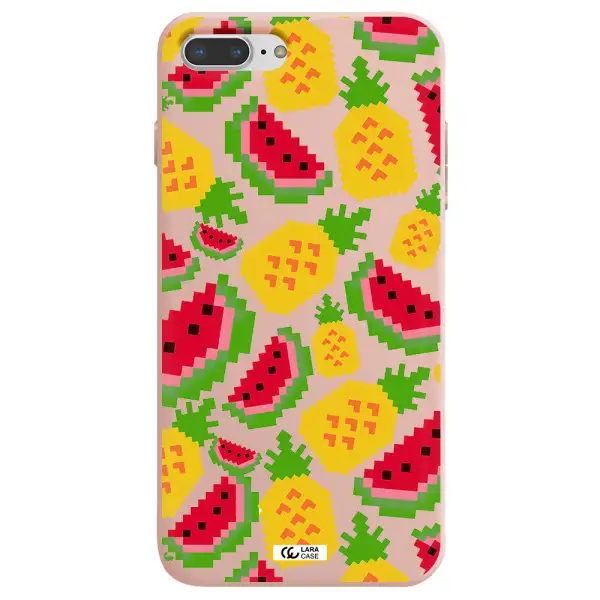 a pattern of watermelon and pineapples Apple iPhone 7 plus Silicone pastel pink Case