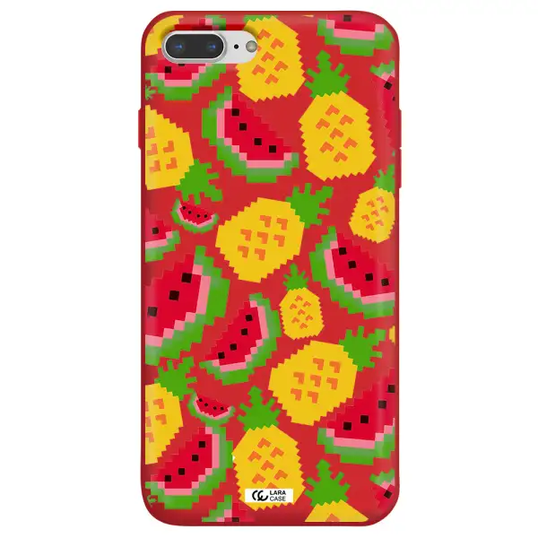 a pattern of watermelon and pineapples Apple iPhone 8 plus Silicone Imperial Red Case