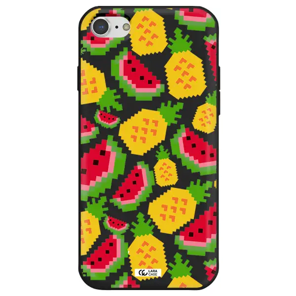 a pattern of watermelon and pineapples Apple iPhone 8 Silicone black Case