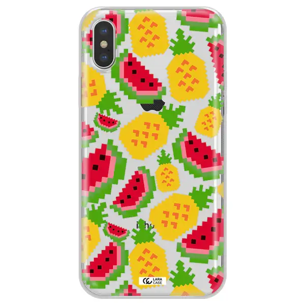 a pattern of watermelon and pineapples Apple iPhone X Clear TPU Case