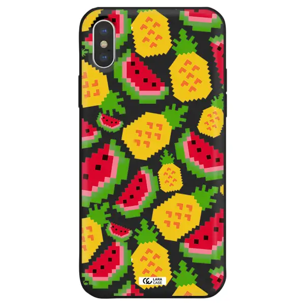 a pattern of watermelon and pineapples Apple iPhone X Silicone black Case