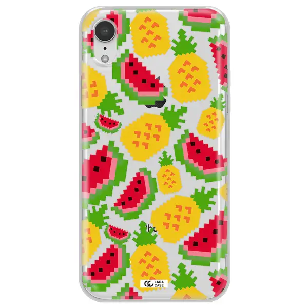 a pattern of watermelon and pineapples Apple iPhone XR Clear TPU Case