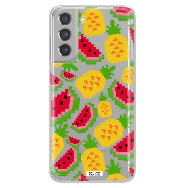 a pattern of watermelon and pineapples Samsung A21 Fe Clear TPU Case