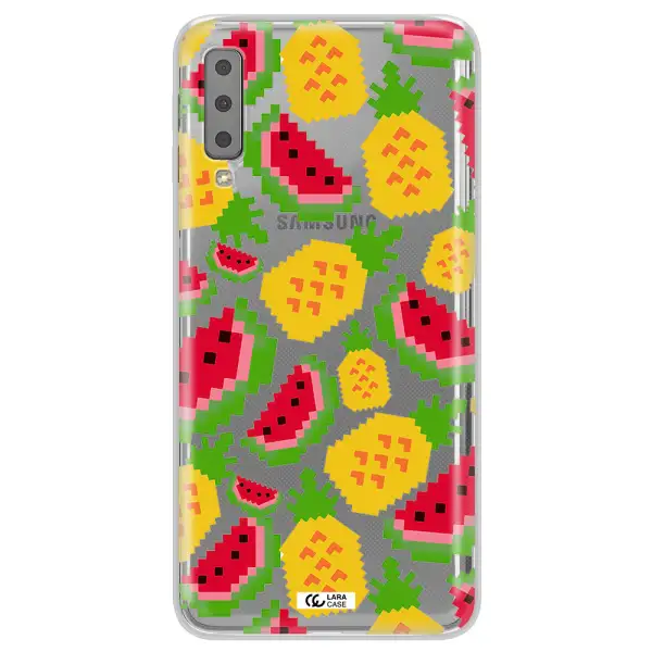 a pattern of watermelon and pineapples Samsung A7 2018 Clear TPU Case