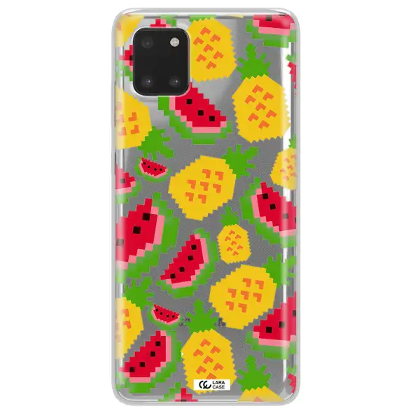 a pattern of watermelon and pineapples Samsung A81 Clear TPU Case