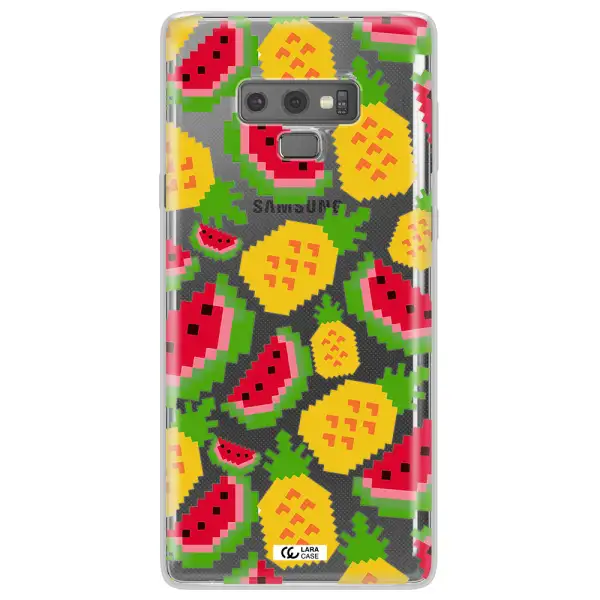 a pattern of watermelon and pineapples Samsung Note 9 Clear TPU Case