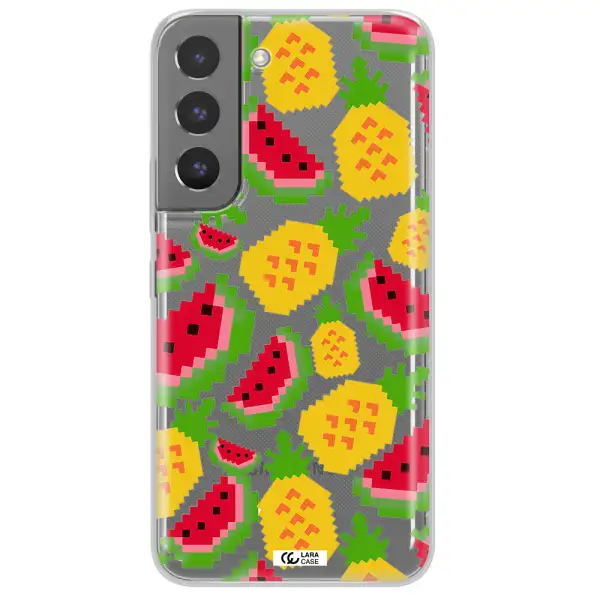 a pattern of watermelon and pineapples Samsung S 22 Clear TPU Case