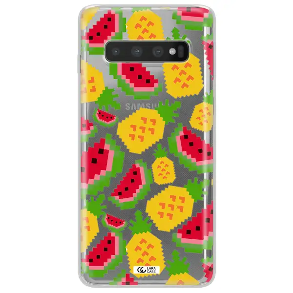a pattern of watermelon and pineapples Samsung S10 Clear TPU Case