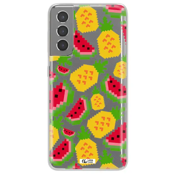 a pattern of watermelon and pineapples Samsung S21 Clear TPU Case