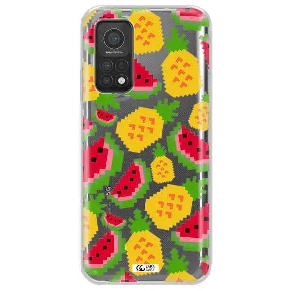 a pattern of watermelon and pineapples Xiaomi Mi 10T Clear TPU Case