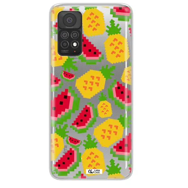 a pattern of watermelon and pineapples Xiaomi Note 11 Pro Clear TPU Case