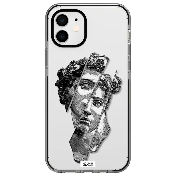 a drawing of a head of a man Apple iPhone 11 impact black border Case
