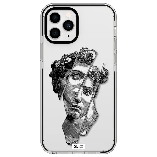 a drawing of a head of a man Apple iPhone 11 pro max impact black border Case