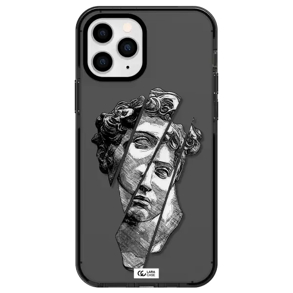 a drawing of a head of a man Apple iPhone 11 pro max impact Smoke Black Case