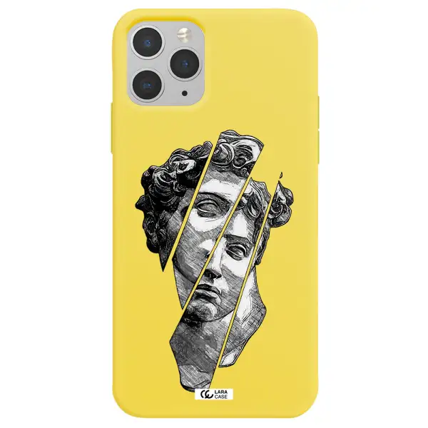 a drawing of a head of a man Apple iPhone 11 pro max Silicone canary yellow Case