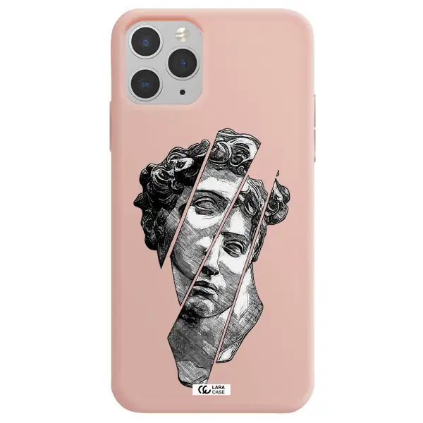 a drawing of a head of a man Apple iPhone 11 pro max Silicone pastel pink Case