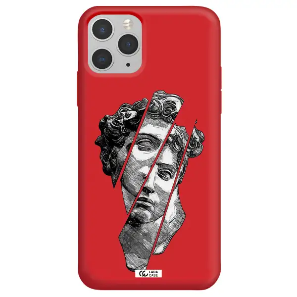 a drawing of a head of a man Apple iPhone 11 pro Silicone Imperial Red Case