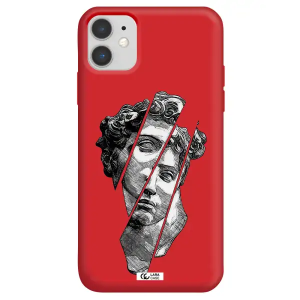 a drawing of a head of a man Apple iPhone 11 Silicone Imperial Red Case