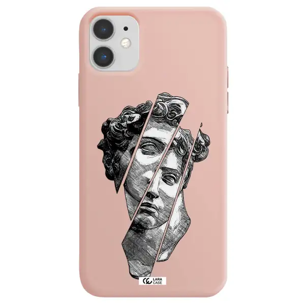 a drawing of a head of a man Apple iPhone 11 Silicone pastel pink Case