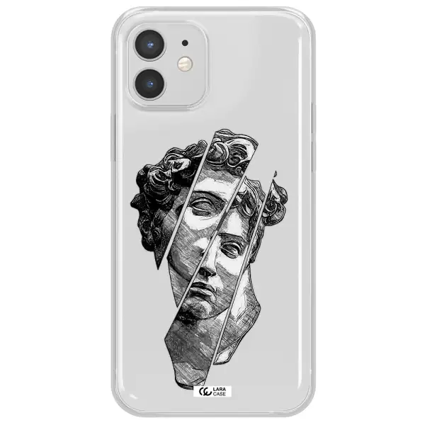 a drawing of a head of a man Apple iPhone 12 Clear TPU Case