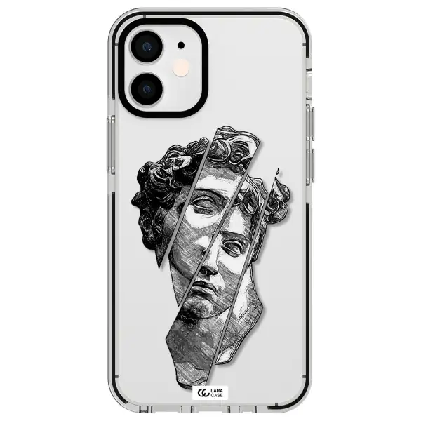 a drawing of a head of a man Apple iPhone 12 mini impact black border Case