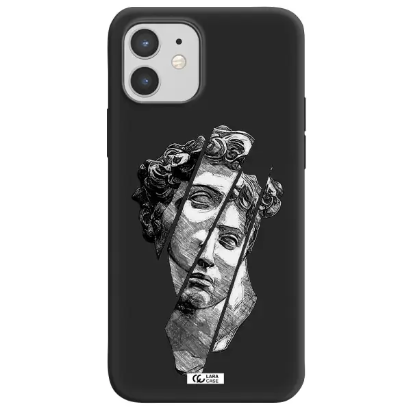 a drawing of a head of a man Apple iPhone 12 mini Silicone black Case