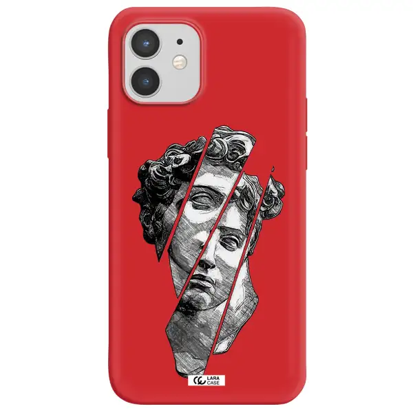 a drawing of a head of a man Apple iPhone 12 mini Silicone Imperial Red Case