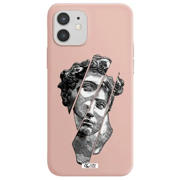 a drawing of a head of a man Apple iPhone 12 mini Silicone pastel pink Case