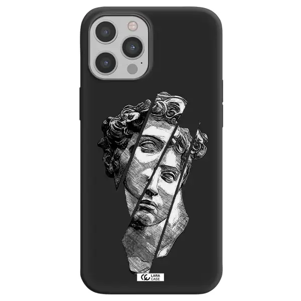 a drawing of a head of a man Apple iPhone 12 pro max Silicone black Case