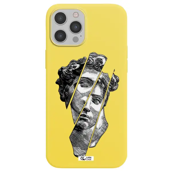 a drawing of a head of a man Apple iPhone 12 pro max Silicone canary yellow Case