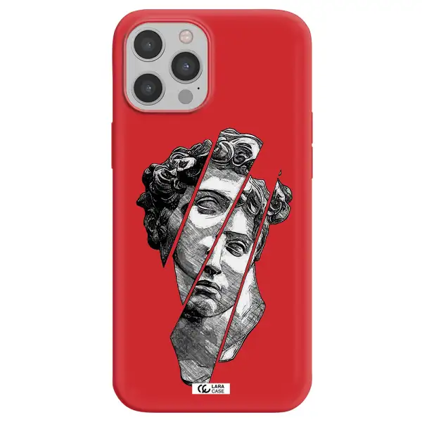a drawing of a head of a man Apple iPhone 12 pro max Silicone Imperial Red Case