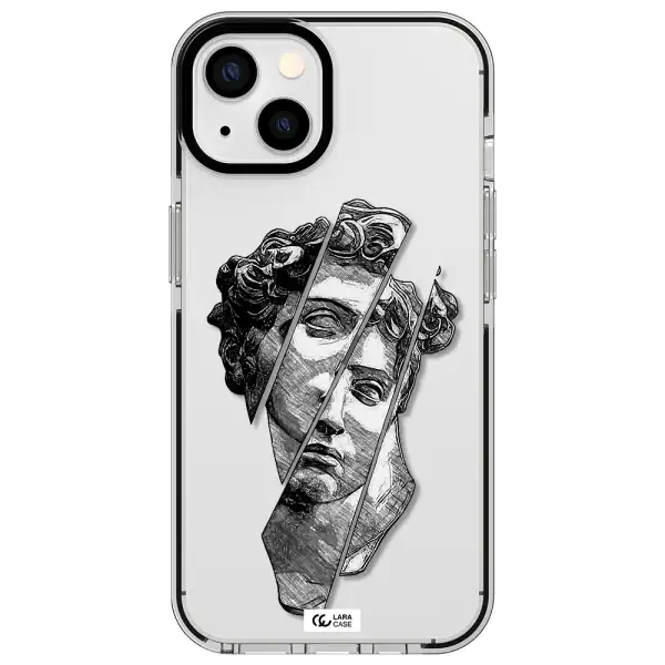 a drawing of a head of a man Apple iPhone 13 impact black border Case