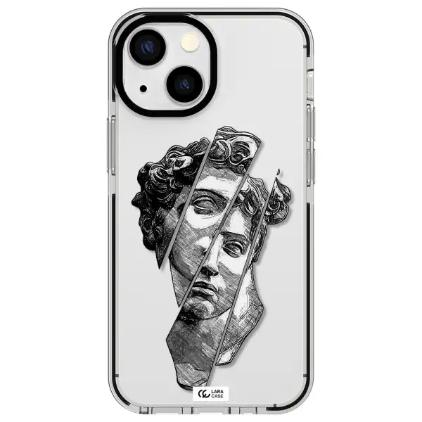 a drawing of a head of a man Apple iPhone 13 mini impact black border Case