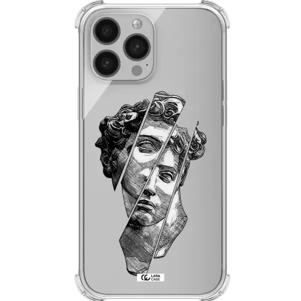 a drawing of a head of a man Apple iPhone 13 Pro Clear PC Case