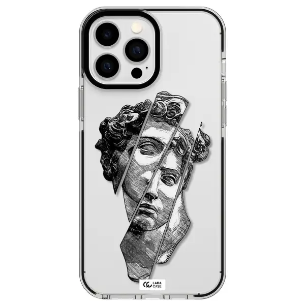 a drawing of a head of a man Apple iPhone 13 Pro Max impact black border Case