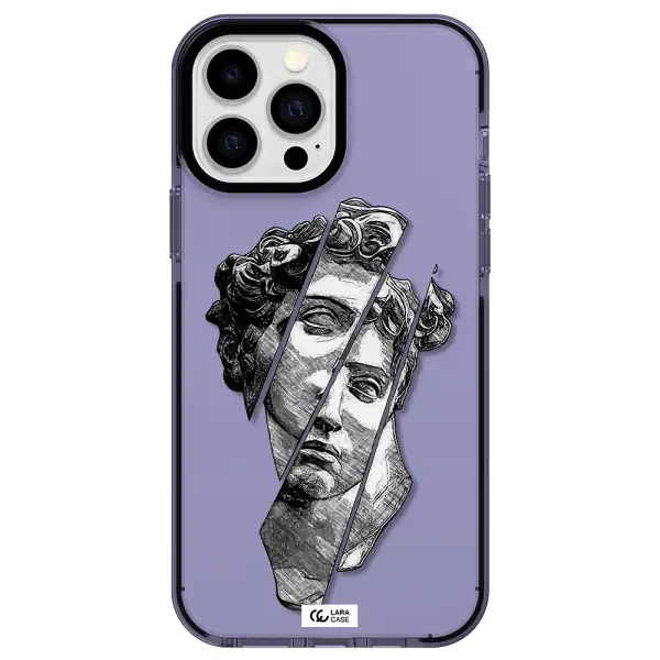 a drawing of a head of a man Apple iPhone 13 Pro Max impact Lilac Case