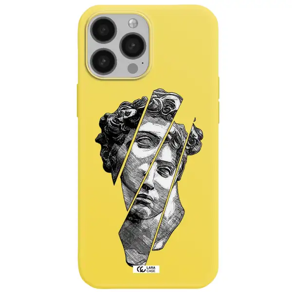 a drawing of a head of a man Apple iPhone 13 Pro Silicone canary yellow Case